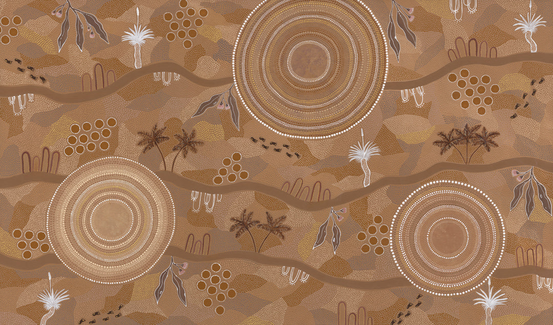 Golden Land | Aboriginal Art Print | By Clara and Emily Trindall Krubi creative