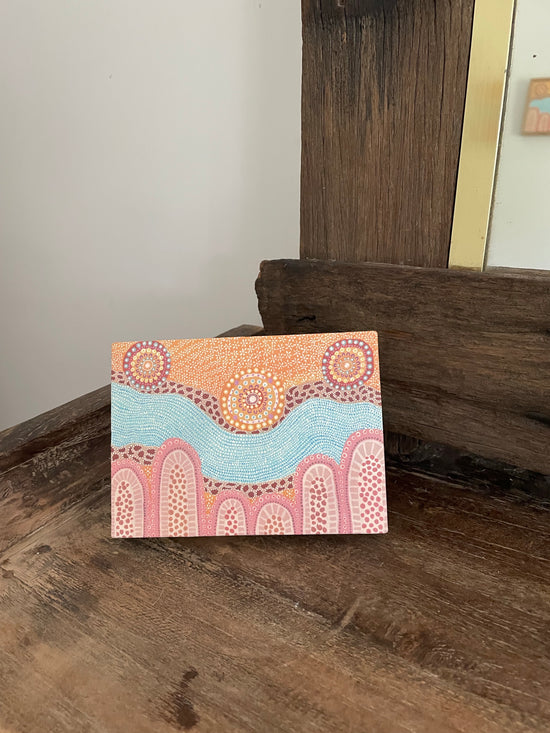 Narooma | Unique Aboriginal Art  mini stone print | By Emily Trindall